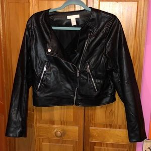 H&M fake leather cropped jacket